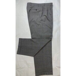 Luigi Baldo Mens Made In Italy Gray Plaid Slacks 37/30 Dress Pants
